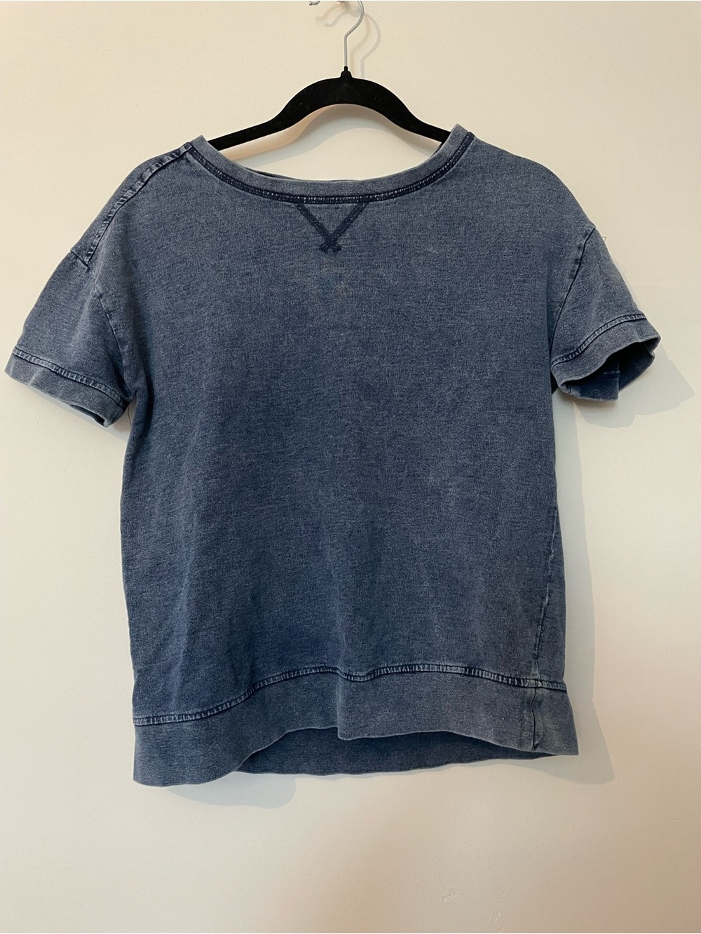 Washed Denim Blue effect Short Sleeve tee-shit